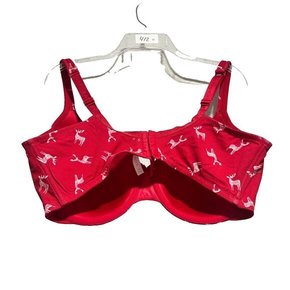 Cacique T-Shirt Bra 42F Red Lightly Lined Deer Reindeer Underwired Full Support - Picture 4 of 5